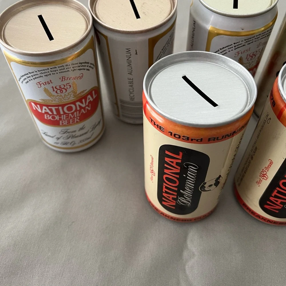 Vintage BANK TOP Collectors Beer Cans Coin Banks - Lot of 7